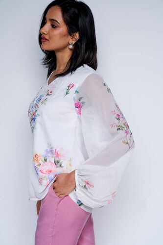 Multi Floral Flared Top, Multi Color, image 4